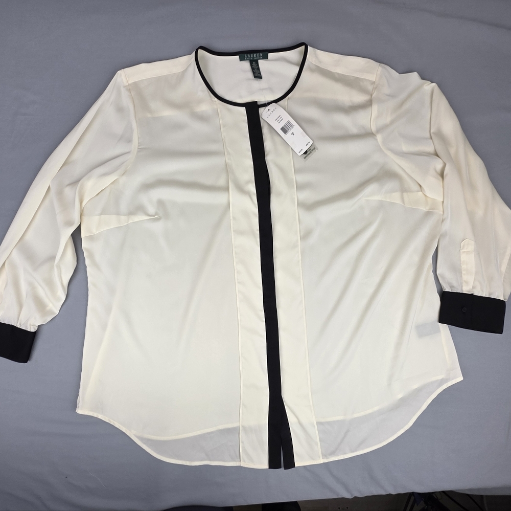 Lauren Ralph Lauren 3XL Blouse NEW Business Casual Capsule Waredrobe Minimalist